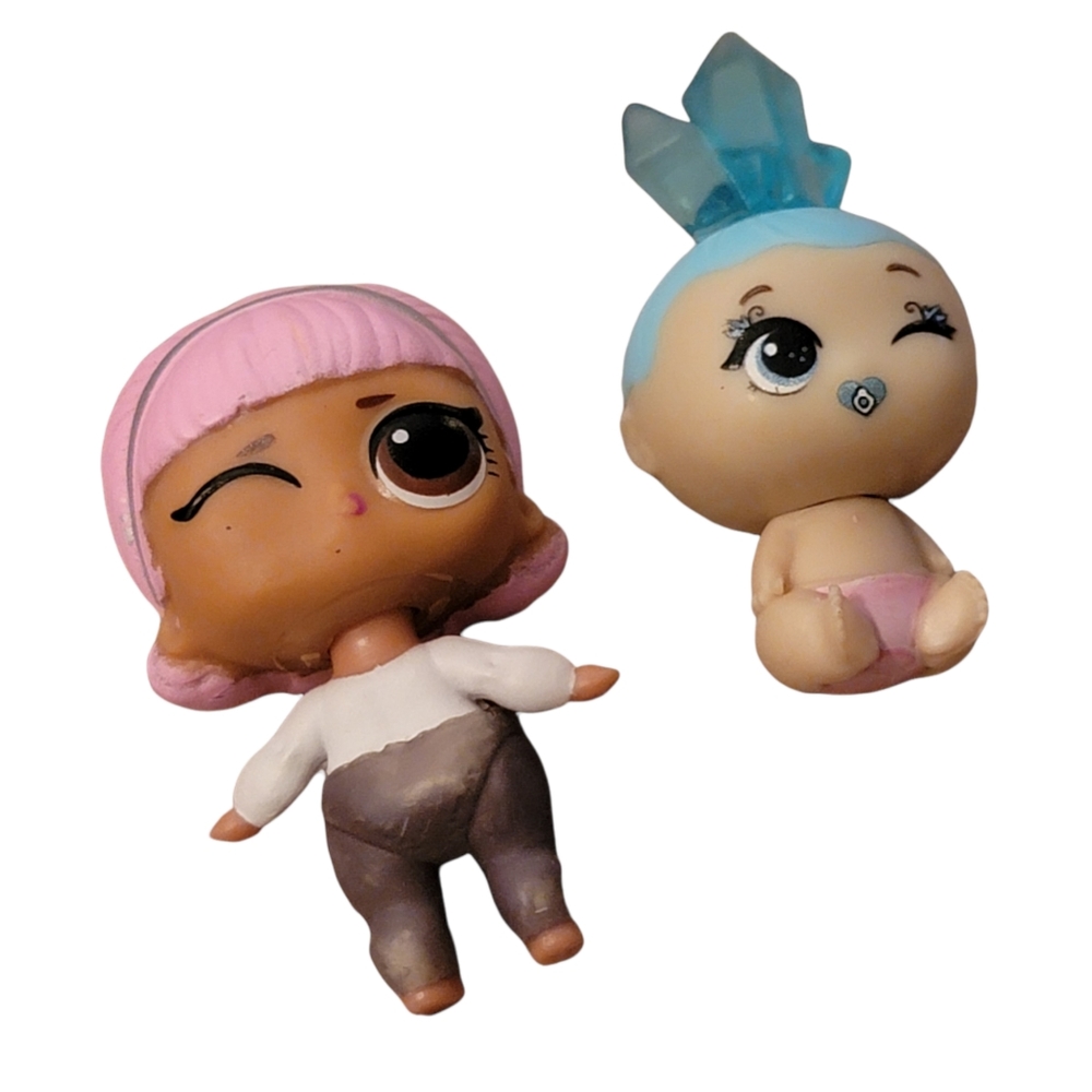 Lot Of 2 L.O.L. Surprise! Mini Brown Baby Toddler Unicorn Sister Dolls Girl Toys